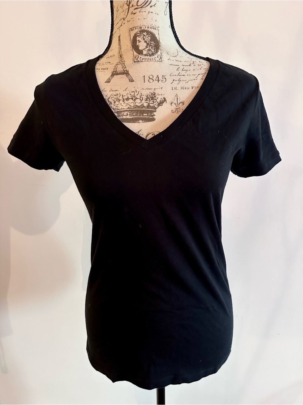 Bella Canvas Black V-neck Tee with Branded Neck Tag